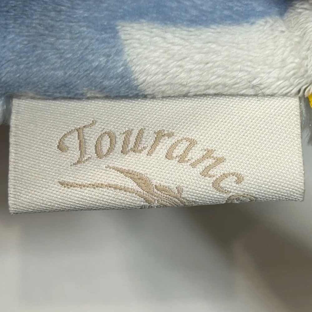 Tourance Baby Dinosaur Sensory Taggy‎ Blanket Blue Plush Faux Fur Ribbon Loops